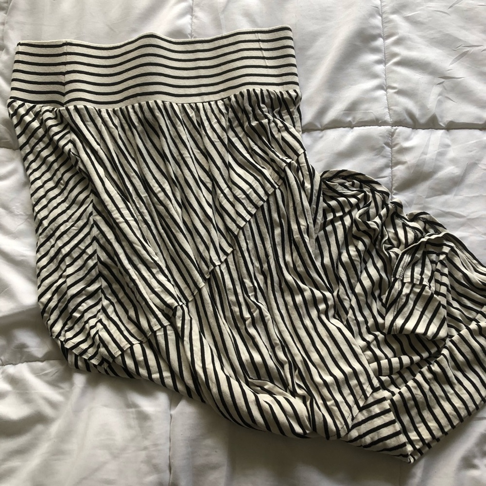 Black and white stripe maxi skirt